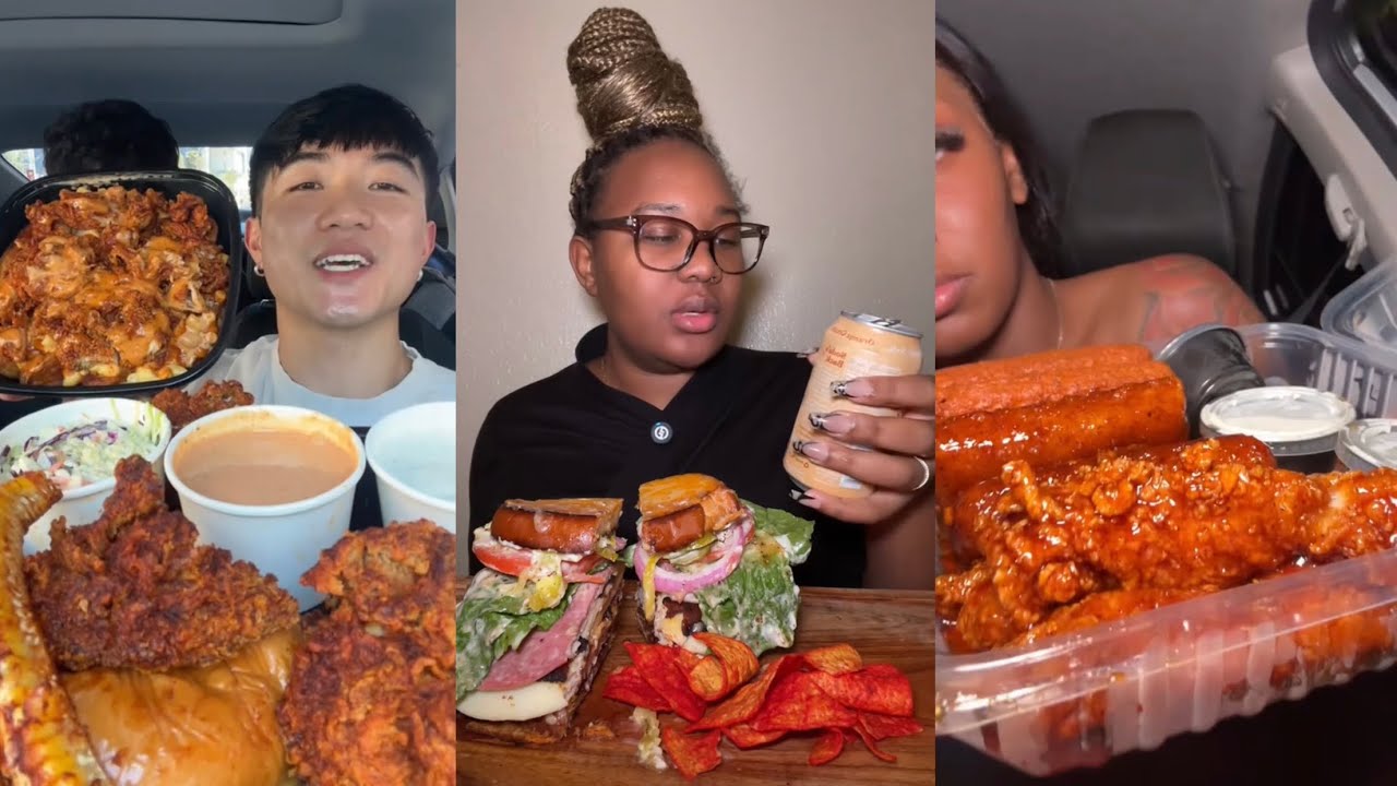 TIKTOK mukbang compilation pt 12 | chipotle, wingstop, subway& more ! 🍔🌯