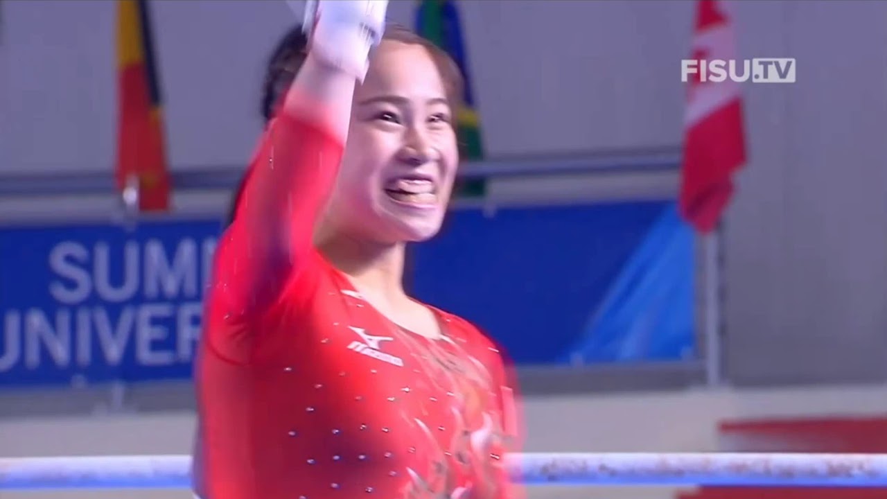 20190705ユニバーシアード女子団体杉原愛子段違い平行棒