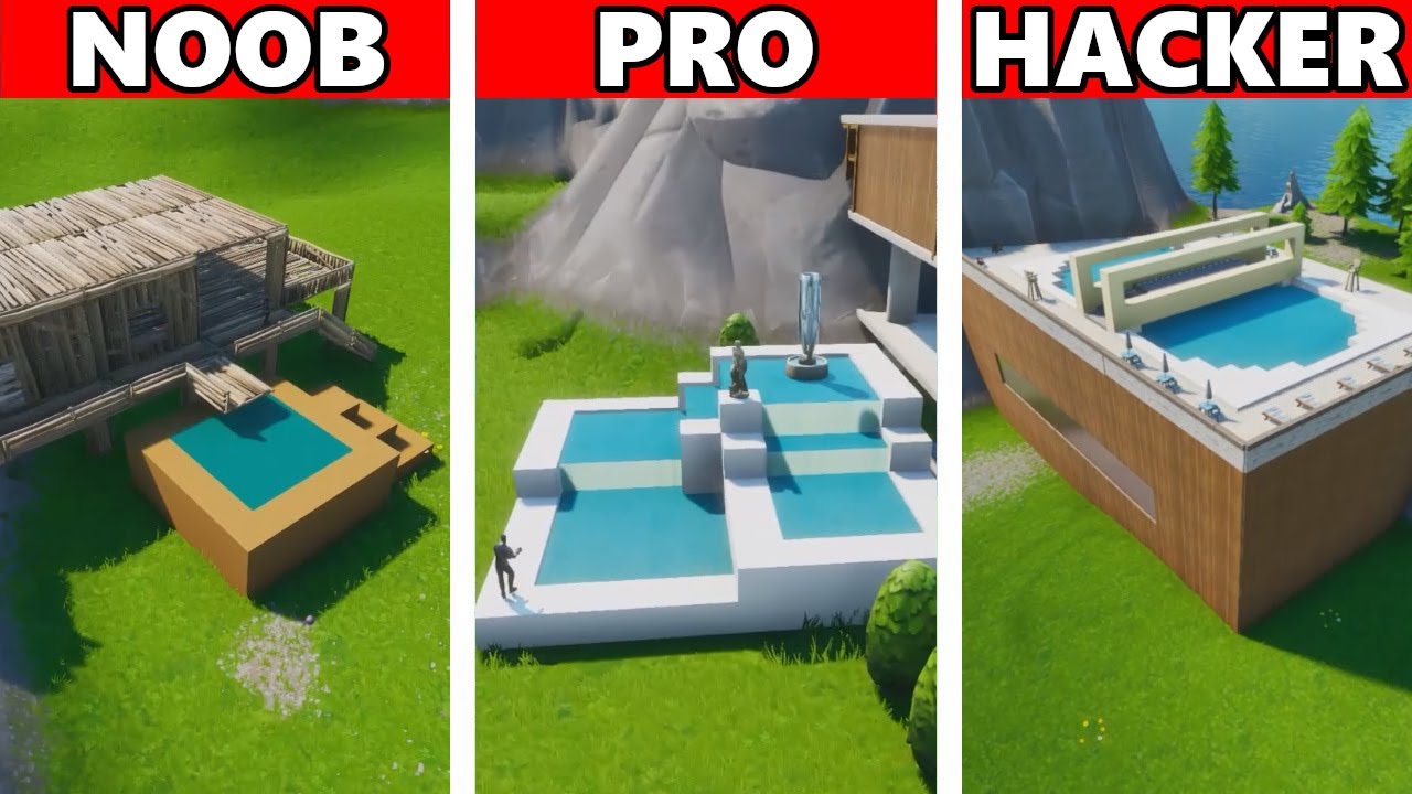 NOOB vs PRO vs HACKER - Fortnite LUXURY SWIMMING POOL BUILD CHALLENGE / Animation - Short Film