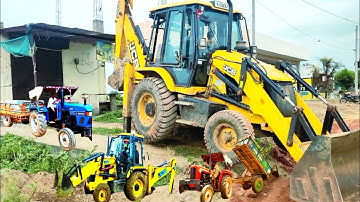 JCB 3dx Machine Backhoe Loader working Road Making and Remove Unwanted Materials। JCB Tractor video
