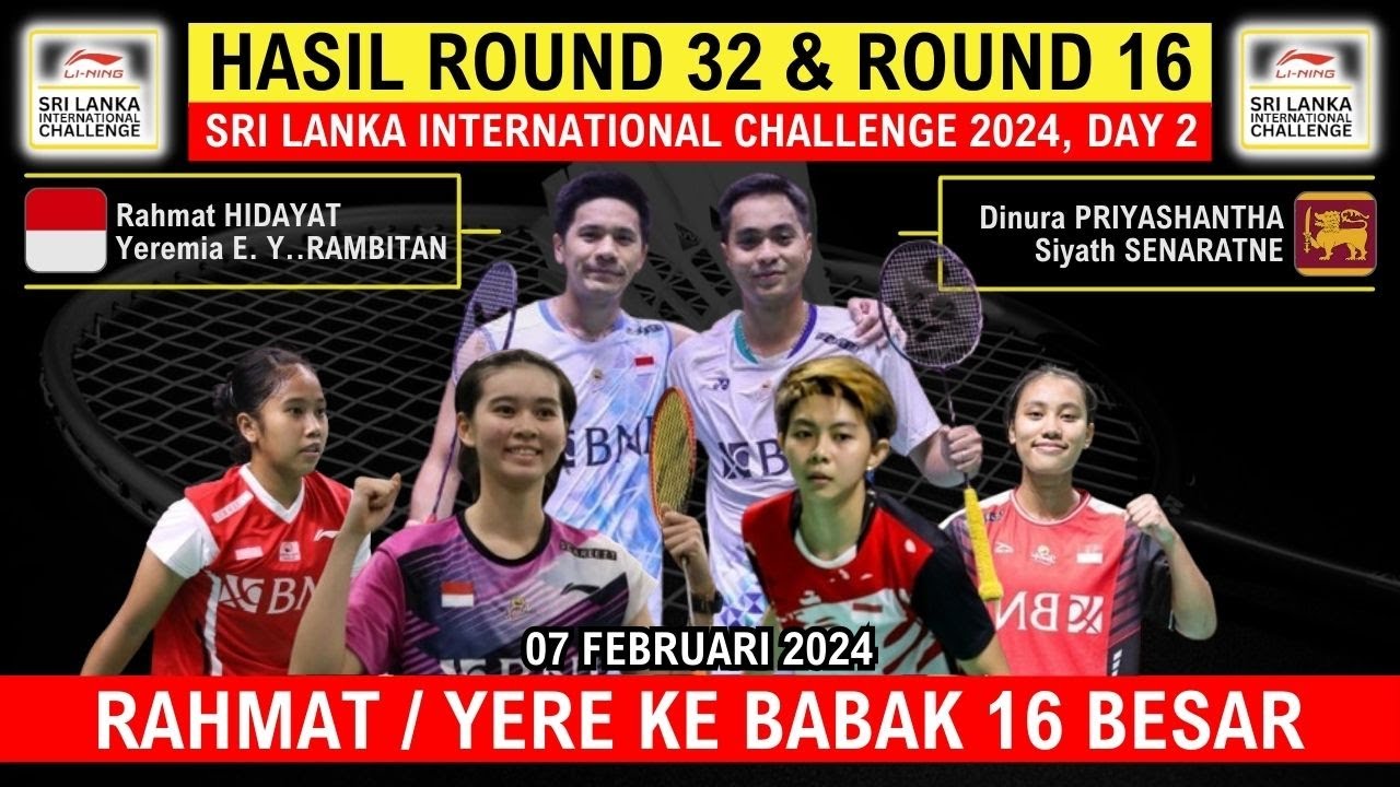 Internation R16 Hasil R32 & R16 Srilanka International Challenge 2024 | Day 2 - YouTube
