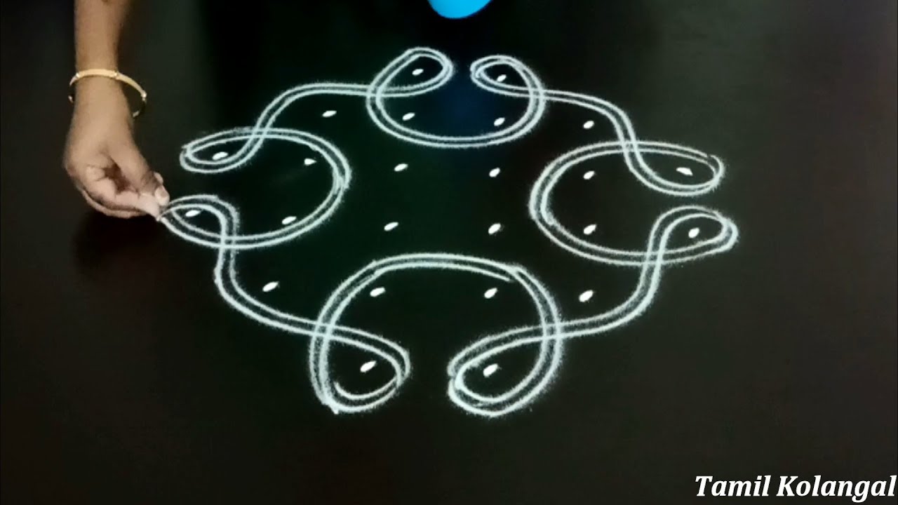 2 simple kambi kolam|sikku kolam with 6 dots|melikala muggulu|sikku kolangal|kolam with dots|muggulu
