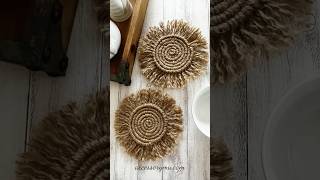 Boho jute coasters DIY photography & display prop idea - Rustic macrame coasters