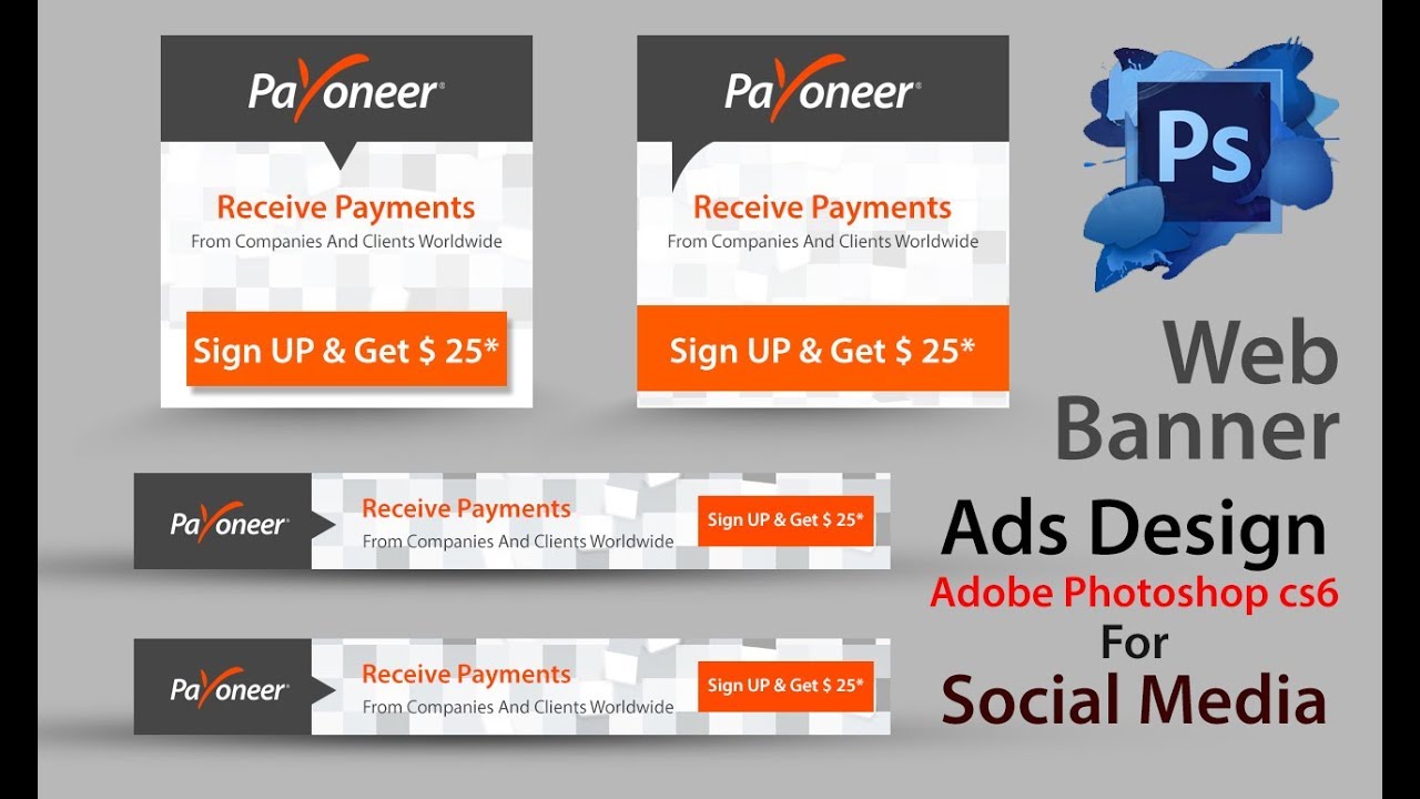 Creatvie Web Banner Ads Design Tutorial On Photoshop Payoneer
