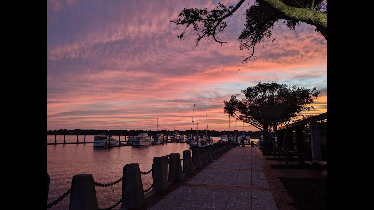 Beaufort SC Waterfront Park | Pier & Marina Ambience (Natural Coastal Sounds, No Music)