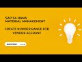 SAP MM-Create Number Ranges for Vendor Account | Configuration of Business Partner