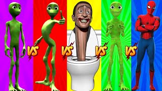 dame tu cosita vs spiderman vs skibidi toilet vs alien dance 👽 green alien dance 👽