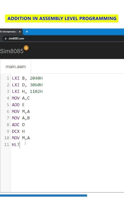 Addition of two 16 bit numbers in Assembly Level Language #fyp #shorts ...