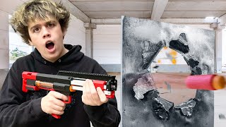 We test our Hardest Shooting Blaster out of our Nerf Collection.