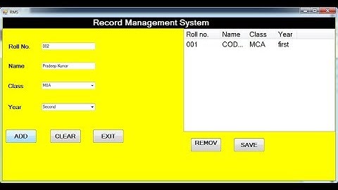 Record Management System project with source code in VB.NET