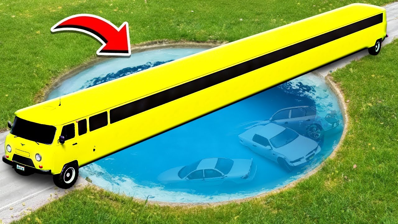 ПРОЕХАЛ ГЛУБОКУЮ ЯМУ С ВОДОЙ НА САМОМ ДЛИННОЙ БУХАНКЕ ЛИМУЗИНЕ ?? ГТА 5 ...