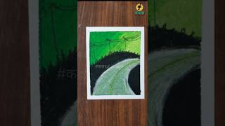 Satisfying Oil Pastel Texture: Green Sky Landscape.#art#drawing#colou#subscribe#painting#greensky#