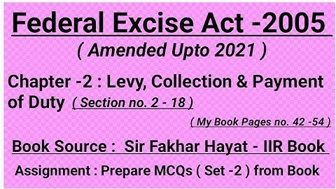 Chapter-2 Federal Excite Act -2005 ( Updated -2021 )