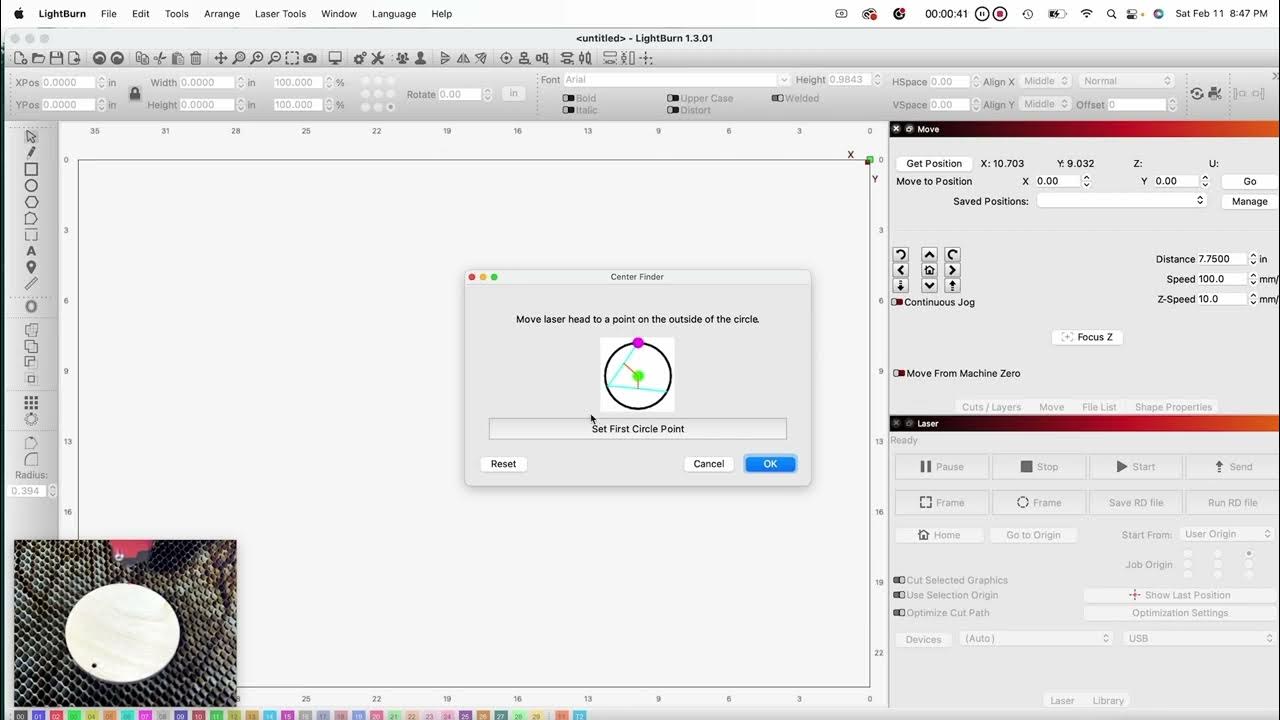 Finding the center of a circle in LightBurn YouTube