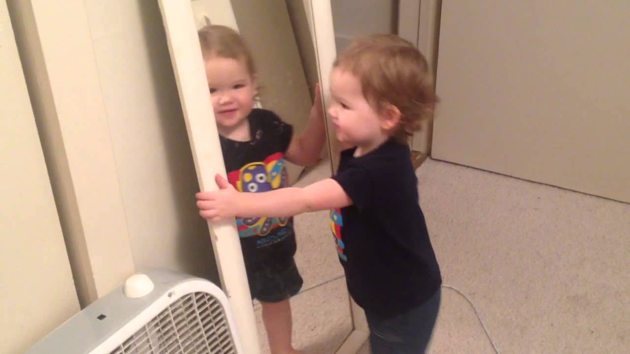 Toddler kisses reflection. Walk by kissing! YouTube
