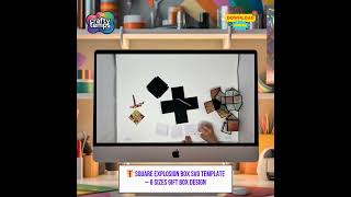 🎁 Square Explosion Box SVG Template – 6 Sizes Gift Box Design