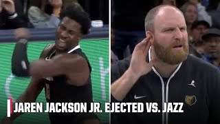 Jaren Jackson Jr. EJECTED after furious reaction to a no-call vs. Jazz | NBA on ESPN