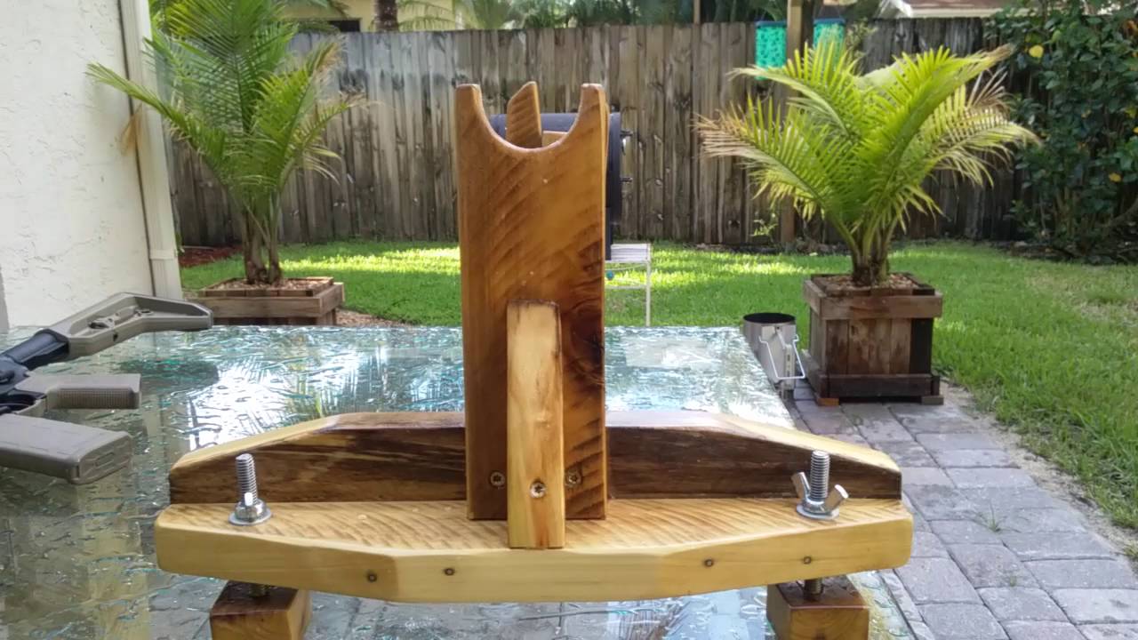 diy ar 15 rest, wood rifle stand, homemade ar rest - youtube