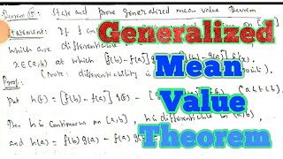 TRA - U 2.3 - Real Analysis - Generalized Mean Value Theorem | MMM#11 | 27.10.2020