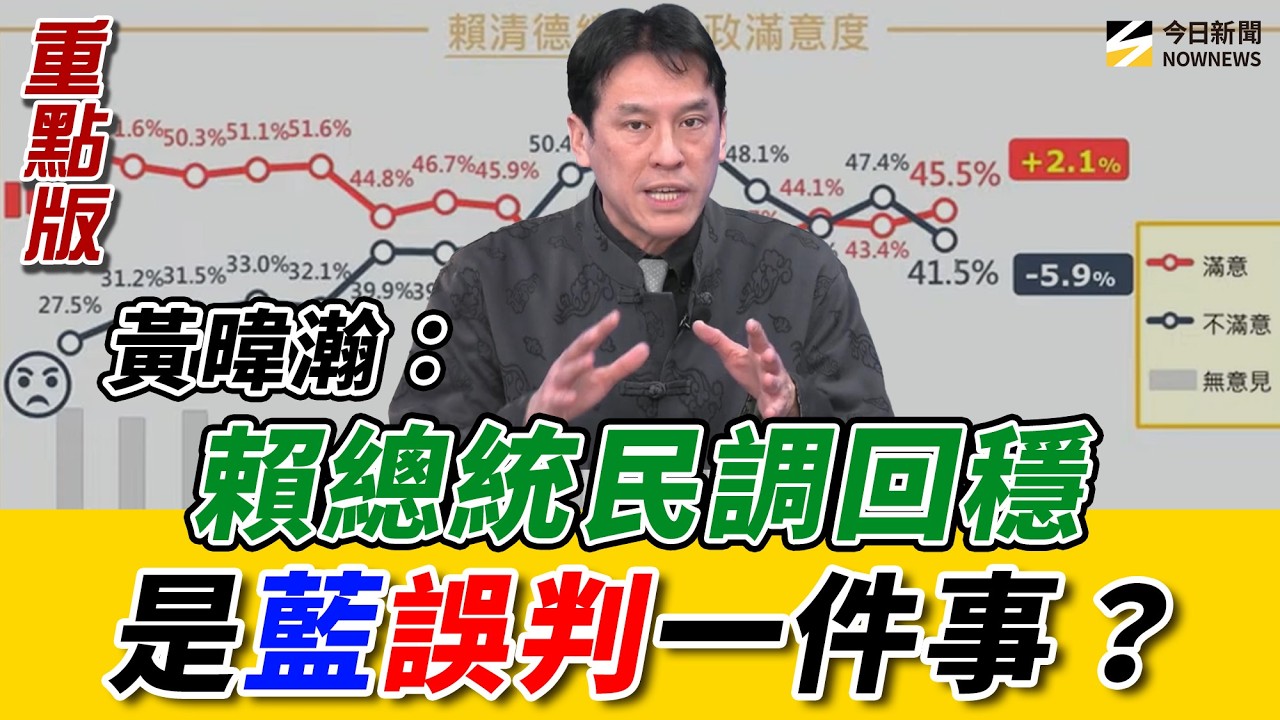 #黃暐瀚 看透了？直言國民黨誤判這件事讓#賴清德 民調升回45%！預言#李四川 一定贏#黃國昌 #黃揚明 分析：股市漲讓執政黨得利！？｜NOWNEWS
