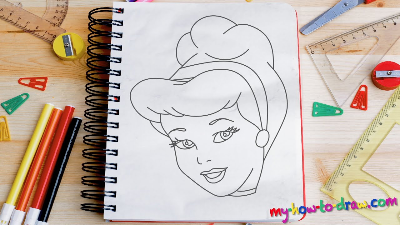 How to draw Cinderella - Easy step-by-step drawing lessons ...
