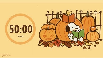 Study With Me 🍁 | Snoopy Pomodoro 50/10 x 4 | Pumpkin Patch, Cozy Fall Jazz, Fireplace, No Mid Ads