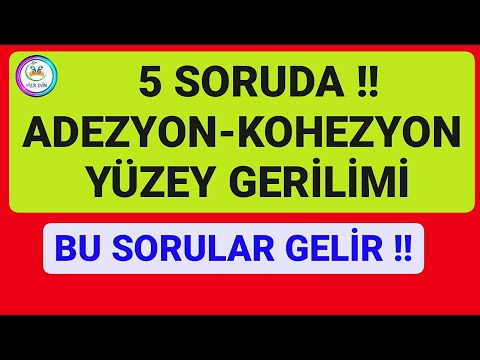 5 SORUDA ADEZYON VE  KOHEZYON KUVVETİ |YÜZEY GERİLİMİ | 📂PDF 📌ORTA-ZOR SORULAR