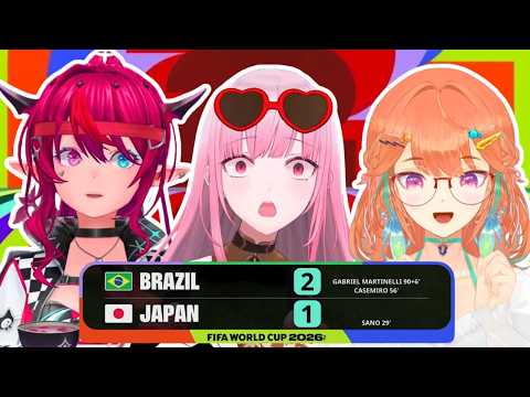 Kiara, Irys and Calli react to Japan losing to Brazil with a last minute goal