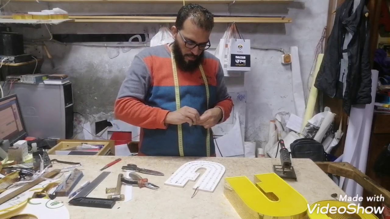 لف حرف أكريليك بالشريط الألمونيوم  مع ليد شريط الجزء الثانى