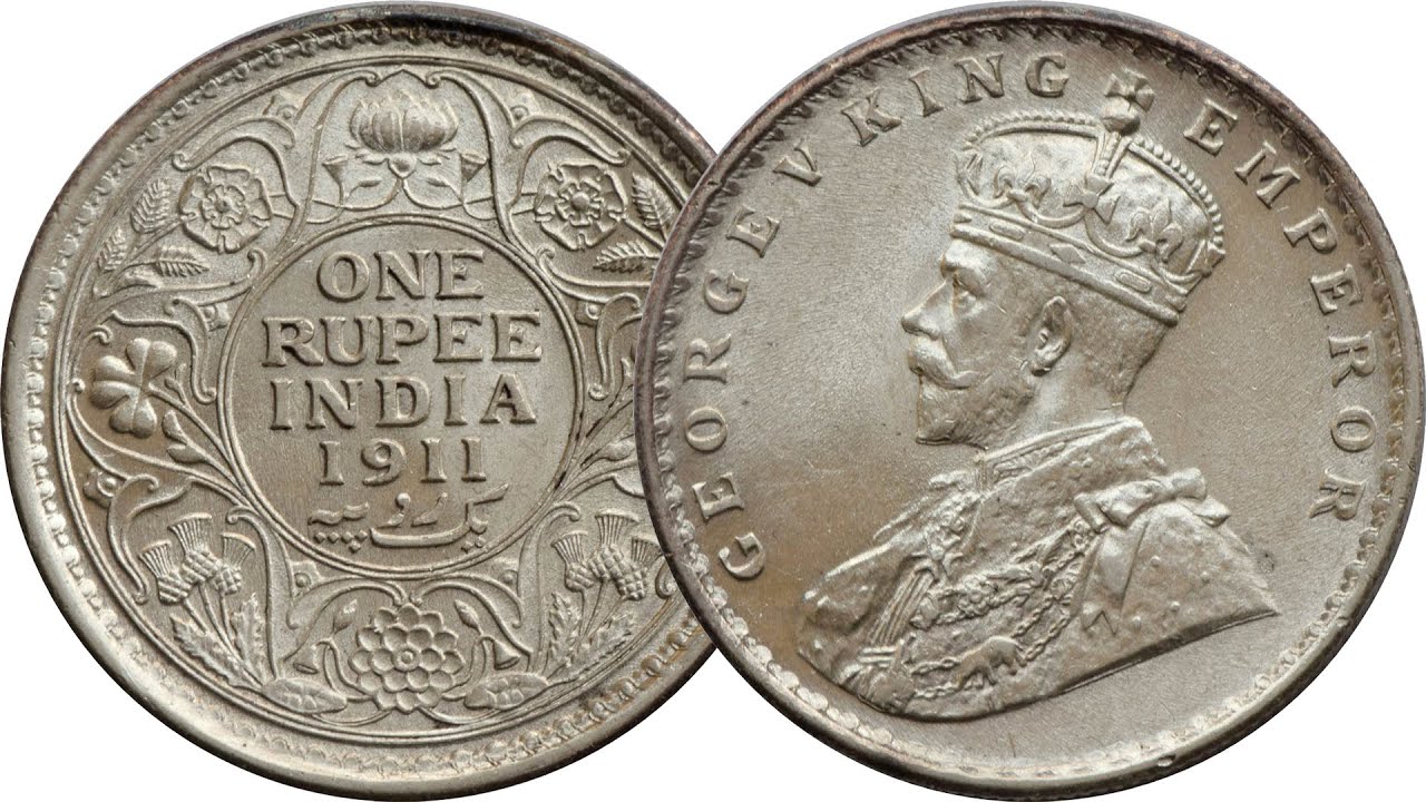 V King Emperor One Rupee India Coins Value 19111922 YouTube