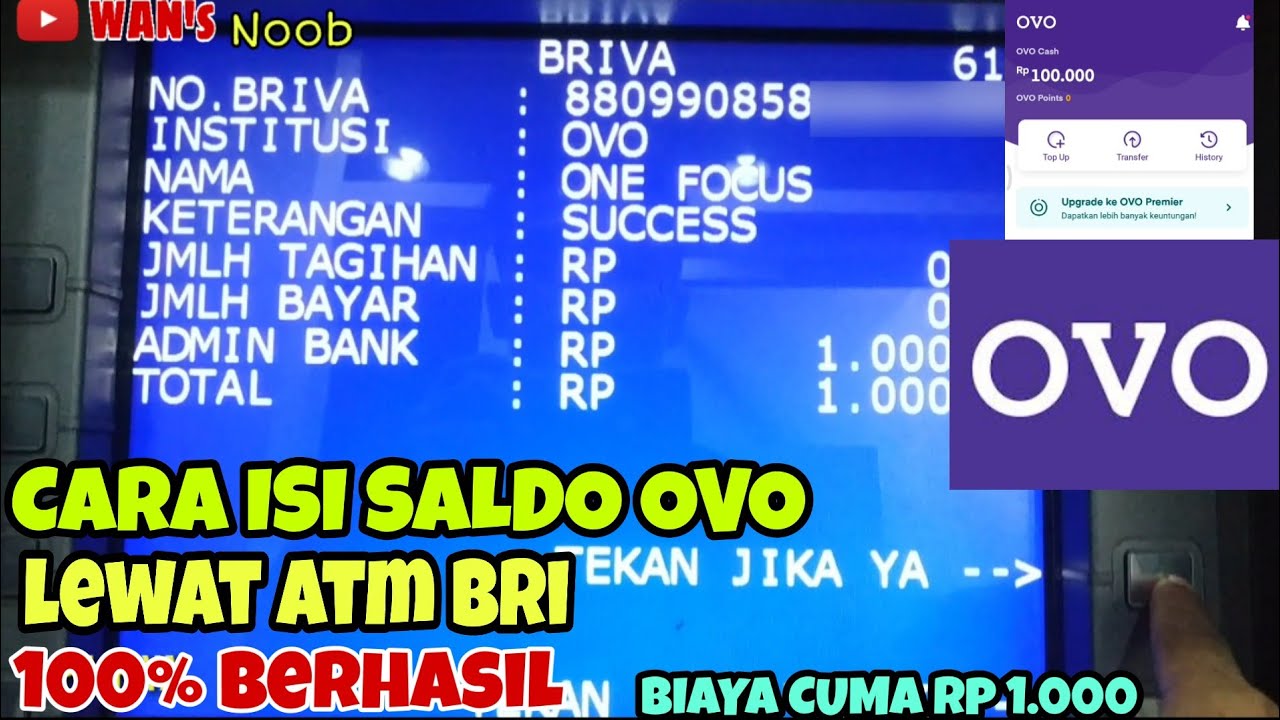 Cara Isi Saldo Ovo Lewat Atm Bri Termudah 2020 Youtube