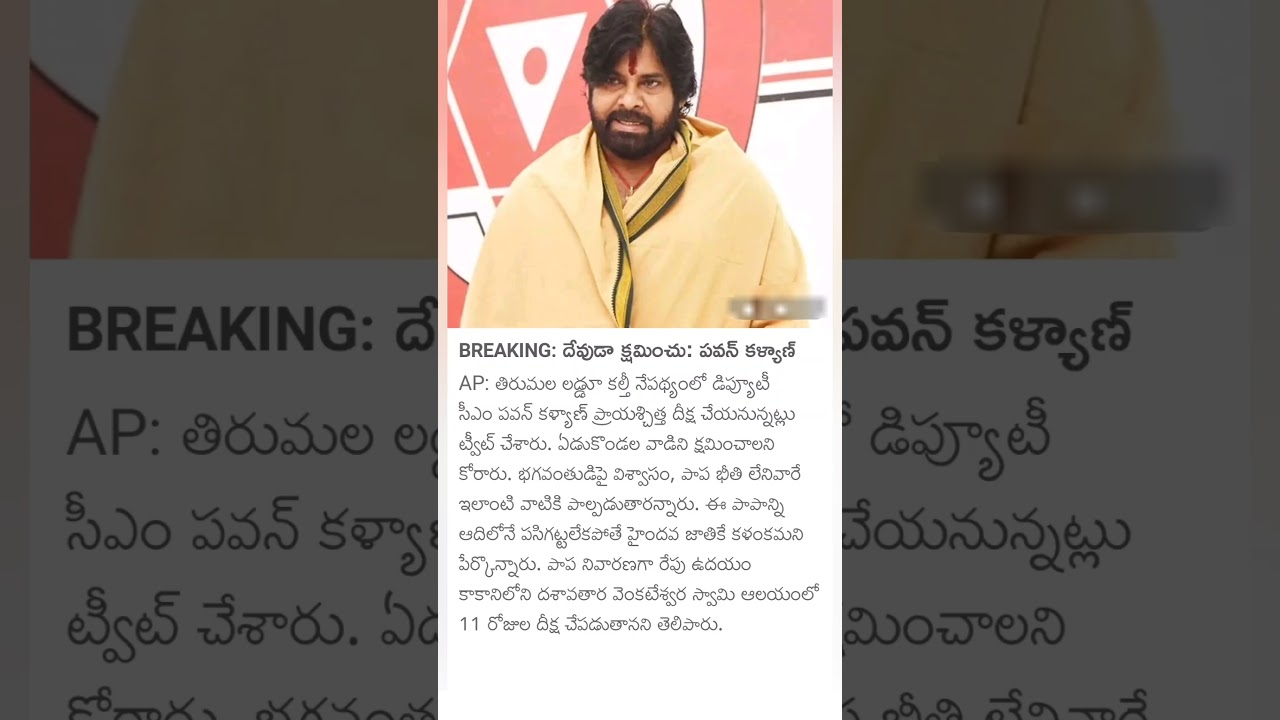 Pawan Kalyan Prayaschitta Deeksha for 11 days