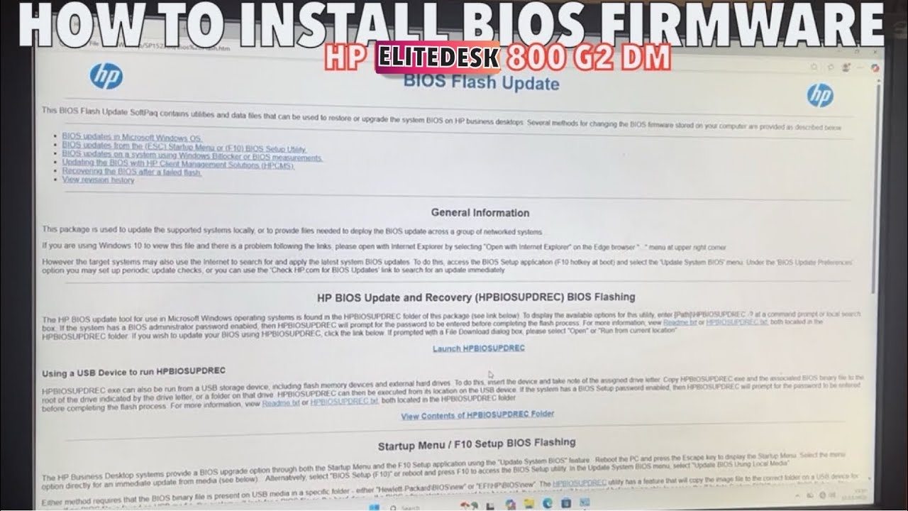 SOLVED: HP EliteDesk 800 G2 DM Bios Update | How To Update Bios