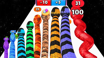 Snake Run Race vs Snake Clash - ASMR Gameplay (NOOB vs PRO vs HACKER) Math Games 