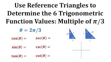 Determine 6 Trig Function Values Using a Reference Triangle: 2pi/3 Radians (Mult of pi/3)