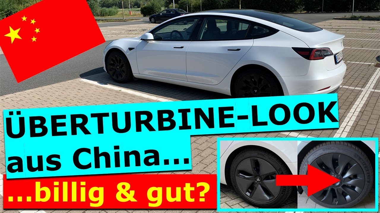 Schwarze Tesla Model Y Performance Radkappen im Turbinen-Design