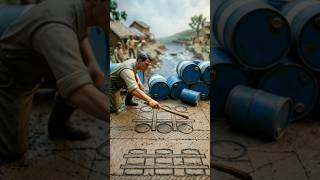 Tiny Crew Builds Floating Bridge #MiniConstruction #StopMotionEngineering #ViralMiniatures #shorts