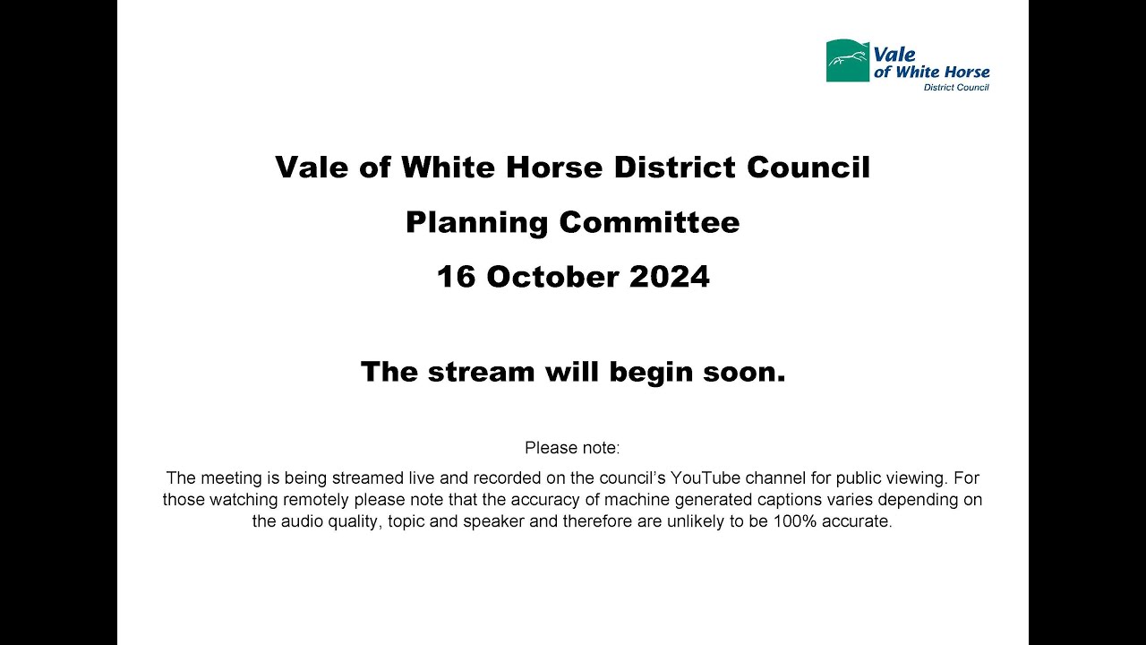 Vale of White Horse Planning Committee 16-10-2024 - YouTube