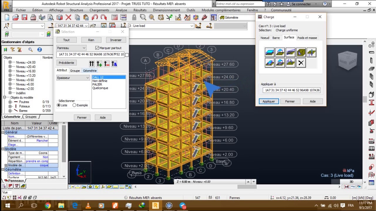 Tutoriel Robot Structural Analysis: Bâtiment R+8 avec charpente métallique partie 4