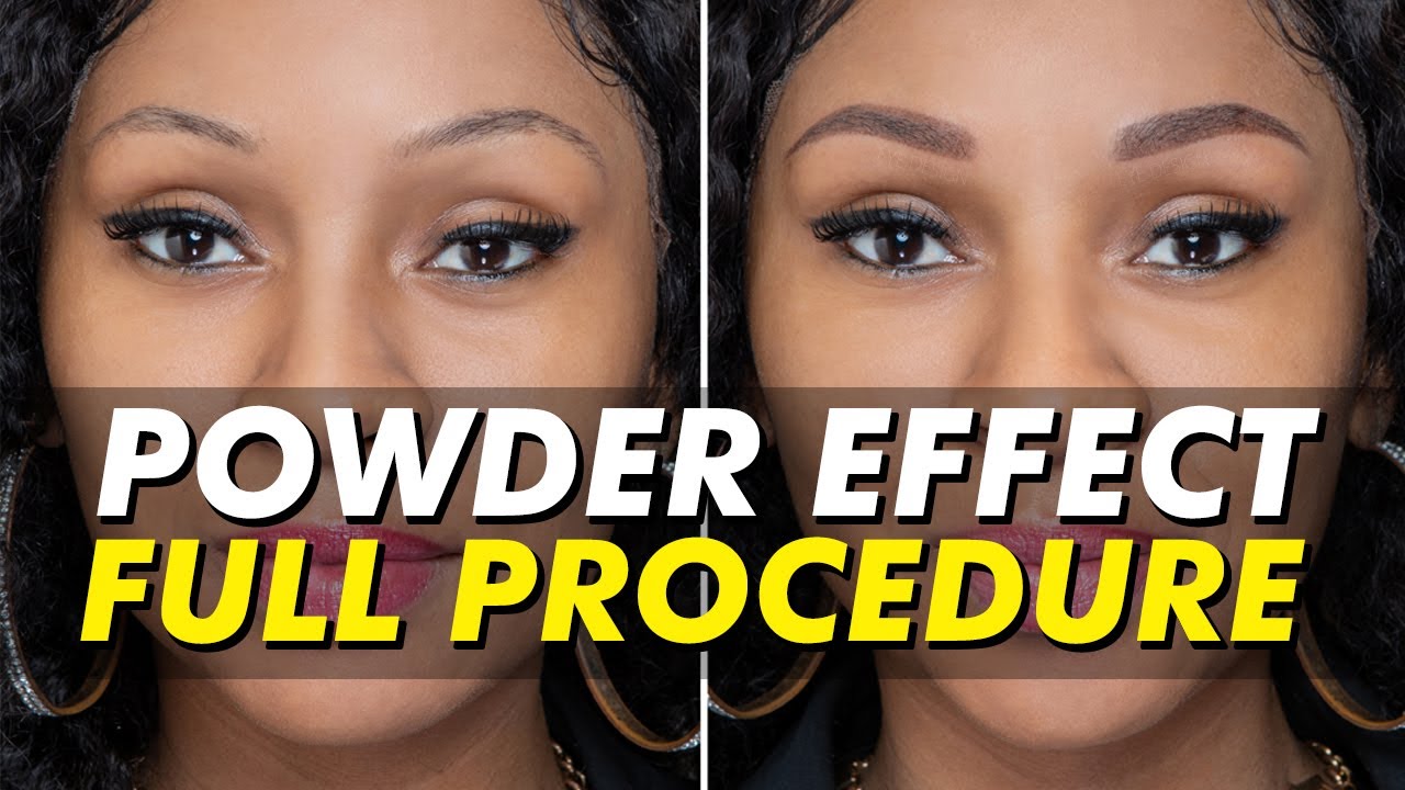 Powder Effect eyebrow tattoo on dark skin Full procedure Eye Design