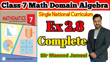 Class 7 Math SNC EX 2.8 Complete Exercise || Math 7 Ex 2.8 Q1 Single National Curriculum||New Book