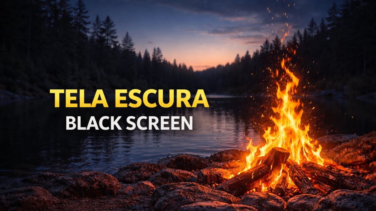 Acampamento na Beira do Rio Fogueira, Água e Sons da Noite  Riverside Camping Fire & Water 🌿🔥