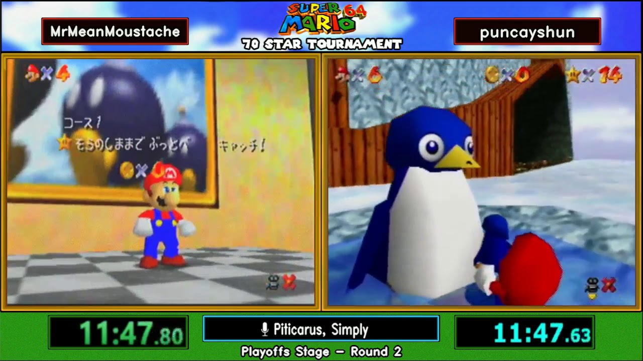 MrMeanMoustache vs puncayshun. SM64 70 Star Tournament 2017