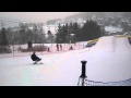 Mike mono skiing into the acrobag