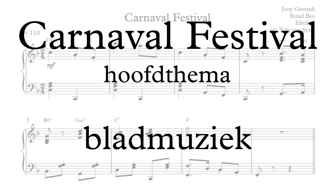 Carnaval Festival (Efteling) - Hoofdthema - Bladmuziek piano