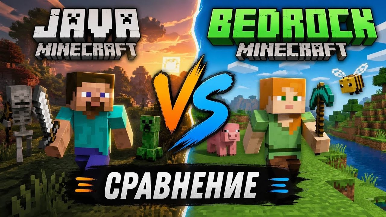 ГЛАВНЫЕ РАЗЛИЧИЯ МАЙНКРАФТ Java и Bedrock - СРАВНЕНИЕ Версий Майнкрафт ...