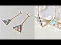 【LED  UVレジン】100均ホログラムでステンドグラス風ピアス　DIY! Earrings with stained glass like ornament.
