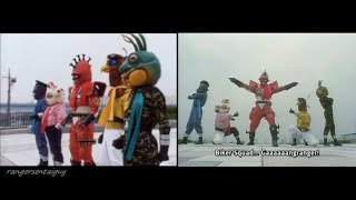 Power Rangers Turbo Crash and the Creeps First Appearance Split Screen (PR and Sentai version)