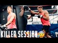 Fight night prep professional boxer training session  day in camp