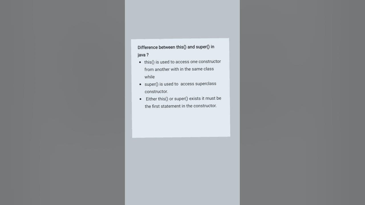 Difference between this and super in java interview questions 